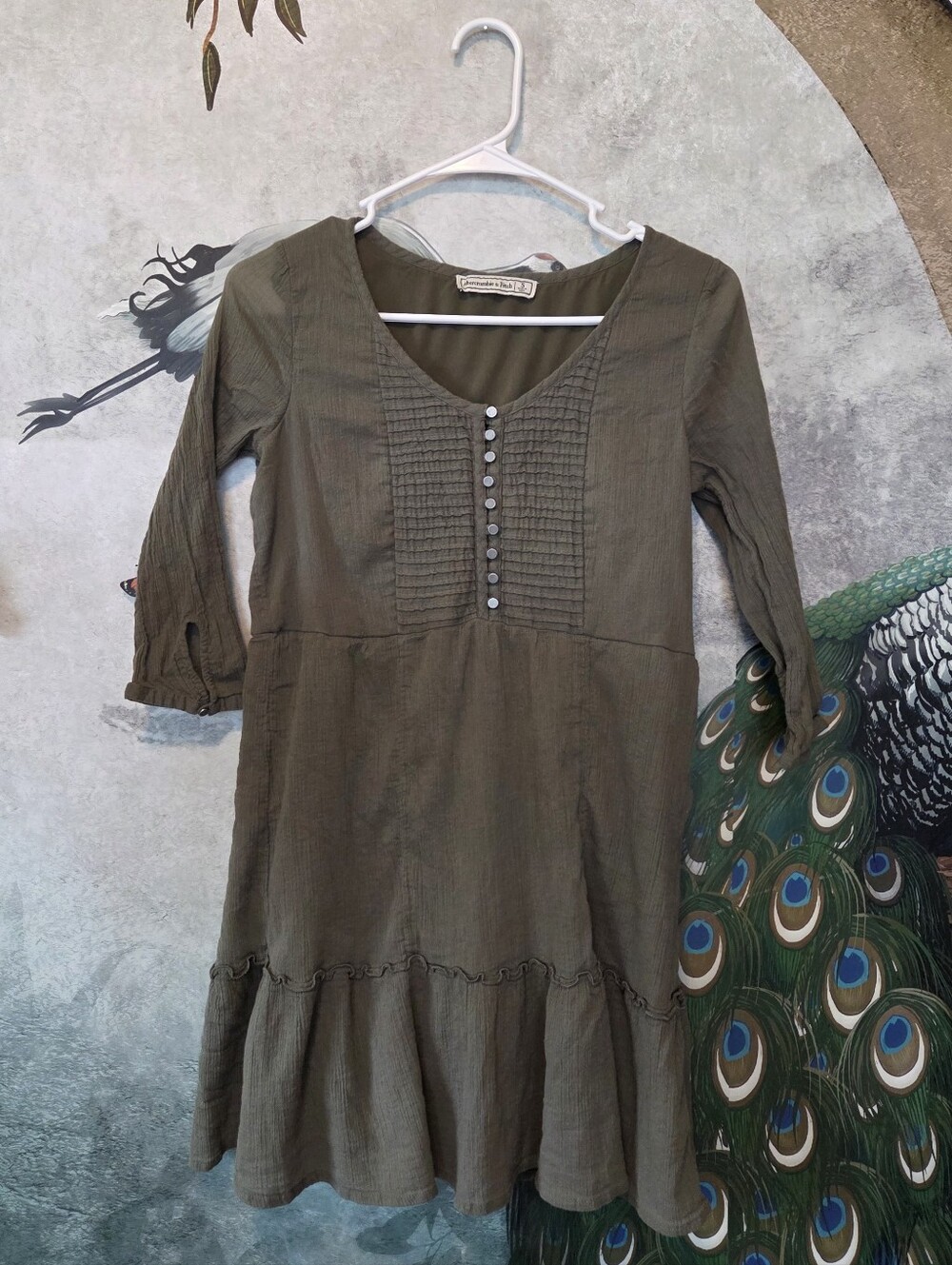 Abercrombie and Fitch Olive Green Button-Front Dress
